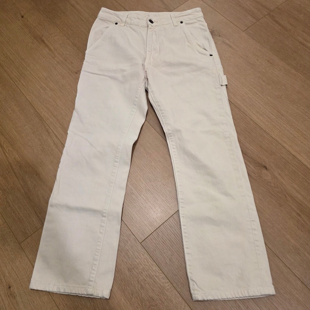 6397 The Carpenter Pants Washed Putty White Denim Made in Italy Size 27 NP185